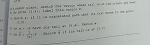 On a number plane, sketch the vector whose tail is at the origi... | Filo