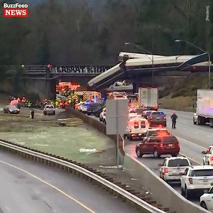 86K views · 513 reactions | Injuries and deaths have been reported after an Amtrak train derailed off an overpass and onto a road. | BuzzFeed News | Facebook