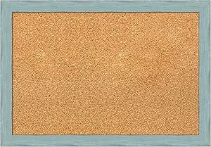 Amanti Art Natural Cork Board for Wall, 18x26 Vision Board with Blue Wood Frame, Medium Corkboard Office Decor for Home Organization, Rustic Farmhouse Corkboard Pinboard to display items for home