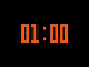 1 Minute Countdown Timer with Alarm & Time Markers Chapters - Digital Display - Orange - v2 - 60 Sec