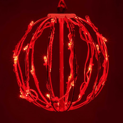 Red LED Christmas Light Ball, Fold Flat White Frame - Christmas Lights, Etc