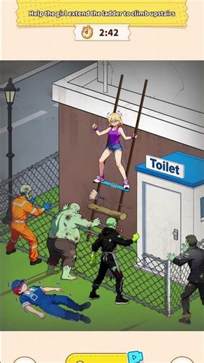 Brain Puzzle 3: Crazy Mind - Help the girl extend the ladder to climb upstairs #brainpuzzle