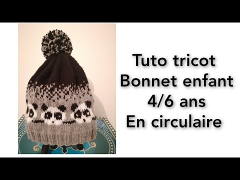 Tuto tricot : bonnet panda 4/6 ans