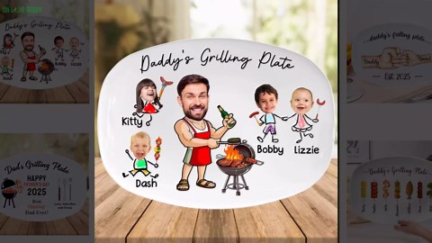 Custom Dad Grilling Plate, Custom BBQ Platter, Grill Plate Gift from Kids, Wife, Father's Day for Dad, Daddy, Papa, Grandpa, Husband, Mens, Birthday, Christmas, Anniversary 2