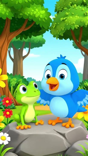 the# frog and# blue bird #cartoon video🐼🦩🦜