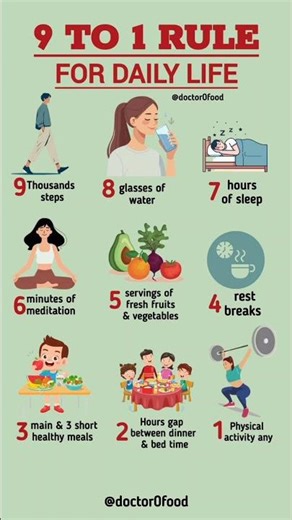 9 to 1 Rule for a Healthy Daily Life | Simple Habits for a Better You #healthtips #healthylifestyle