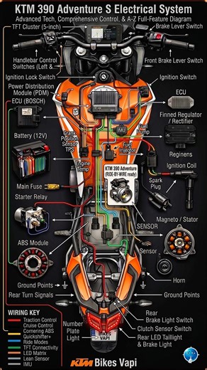 KTM 390 Adventure S Full Wiring Diagram 🔥 Hidden Tech Explained #shorts