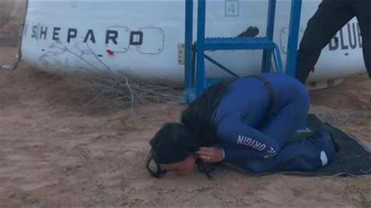 Blue Origin latest: Katy Perry kisses ground after exiting capsule