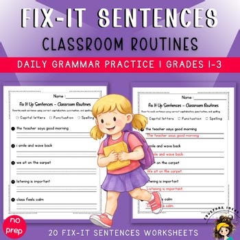 Fix-It Sentences: Classroom Routines | Daily Grammar Practice | Grades 1–3