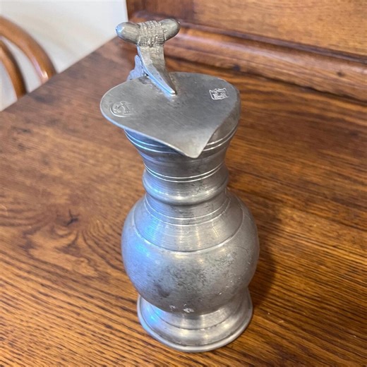 Antique French Pewter Wine Measure, Circa 1800 Tavern Measure, Lidded Pewter Pitcher, Napoleonic Era Barware, European Rustic Decor - Etsy