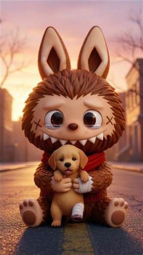 Labubu Rescues a Crying Puppy 🐶❤️ Emotional Story #shorts #ai #labubu