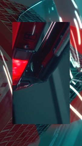 Red Sports Car Thrills Through City Streets at Night