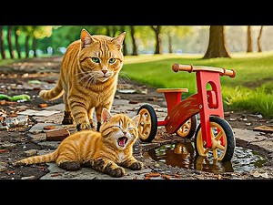 Kitten Falls Off Bike, Mama Cat Takes Care Him Back To Health Heartwarming Story 🐾🌡️🐱