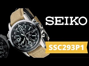 Seiko Prospex Solar Powered SSC293P1 Military Alarm Chronograph 100m Water Resistant