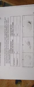 Complete the table below. For each vitamin listed, select ONE g... | Filo