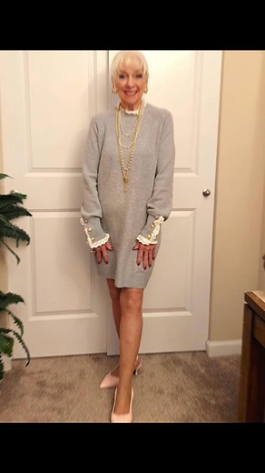 Softest Gray #fallfashion #falloutfits #foryoupage #midlifefashion #WeekendFashion #ShopYourOwnCloset #womenover60 #womenover60fashion #midlifefashion #blondehairdontcare #grayhairdontcare #grandmotherfashion #ootd #70AndThriving #sweaterdress | Senior Patty Style