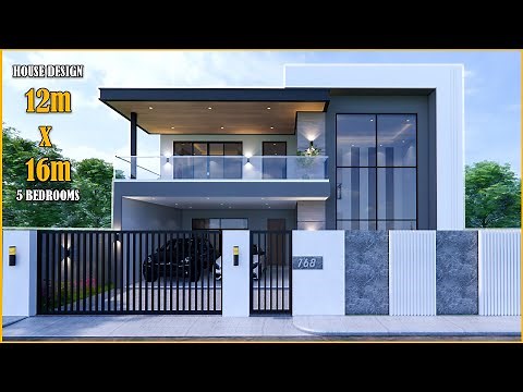 Modern House Design | 2storey House | 12m x 16m with 5Bedrooms