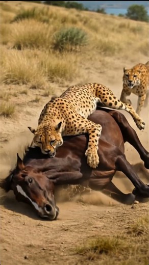 Cheetah vs Horse – The Moment Speed Turns Into Impact | Cinematic AI Wildlife #ai동물영상 #동물쇼츠