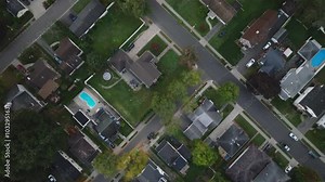 Aerial view or homes in a suburban section of Binghamton, New York
