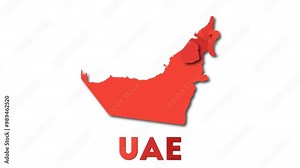 UAE map showing regions. Animated country map with title. 4k resolution animation.