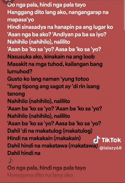 Hindi Nga Pala Tayo Lyrics by Moonstar88