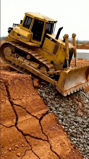 Powerful Bulldozer Pushes Gravel & Dirt on Construction Site 🚜💨