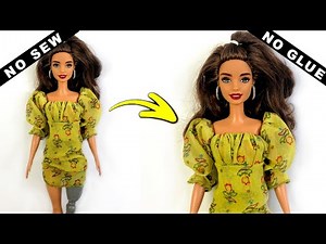 NO SEW NO GLUE 🌸 DIY BARBIE CUTE DRESS | How to Make Easy and Fashion Barbie Doll Clothes