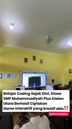 Jalanan Klaten on Instagram: "Lagi-lagi SMP Muhammadiyah Plus Klaten Utara bikin kagum dan bangga! 🎮✨ Di tengah pesatnya perkembangan teknologi, siswa-siswi kelas VII sudah dibekali kemampuan berpikir komputasional dan kreativitas digital dengan cara yang menyenangkan. Melalui pembelajaran Informatika, mereka mampu membuat game secara individu menggunakan pemrograman Scratch, mulai dari merancang alur permainan, mengatur karakter, hingga menentukan aturan game sendiri. Pembelajaran ini bukan ha