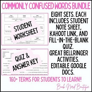 Commonly Confused Words Bundle - 8 Sets Totaling Over 80 Pairs/Groups of Words