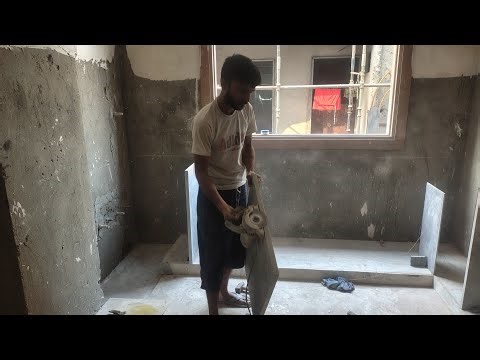 live modular kitchen marble partition cutting fitting work
