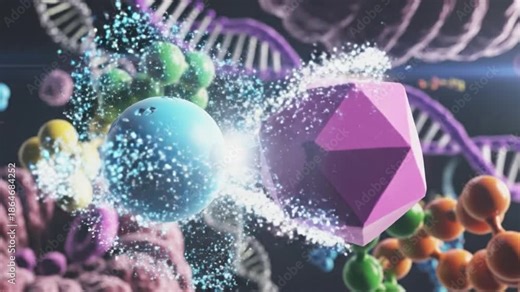 Visualizing the Complex Process of Protein Formation: Amino Acids and DNA Structure in a Scientific Illustration