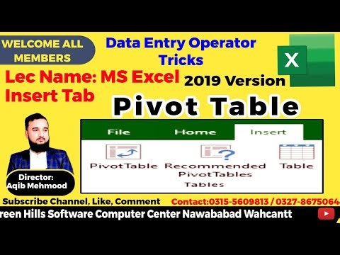 MS Excel 2019 Pivot Table Complete Tutorial | Insert Tab in excel| Ms excel full course 2019