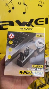 Type-C USB HUB 4 port 750mm length Fast Connection CL-122T Model Awei ORIGINAL BNEW SEALED WITH WARRANTY | Mickey & Missy's Store