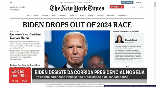 Principais jornais do mundo repercutem desistência de Joe Biden