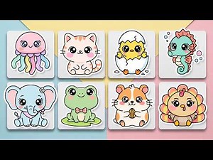 1 Hour Drawing Compilation: How to Draw Cute Kawaii Animals Step by Step