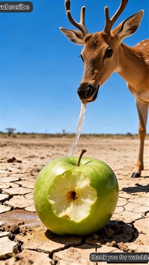 deer waters apple tree and saves it from drying up 😭 #ai #story #animals