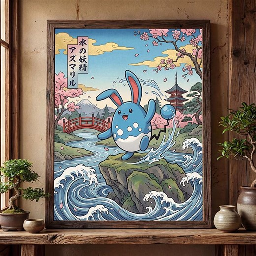 Azumarill Fan Art Poster – Pokemon Inspired Wall Art Print Decor (digital Download) - Etsy