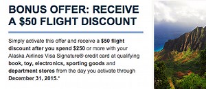 Spend $250 on Credit Card, Save $50 on Alaska Airlines Flight
