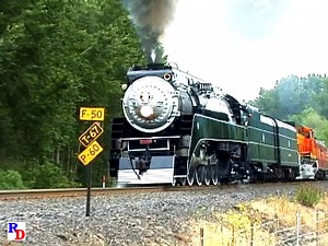 Southern Pacific 4449 looks a whole lot different in a black with white pinstripes scheme, but she's still magnificent as she hauls a BNSF employee special in the Vancouver, Washington region. From the Machines of Iron show "4449 Journey” & “4449 Nightlight" https://rfd.video/4449Journey | Steam Giants