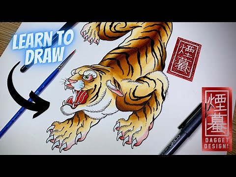 How to draw a Tiger 🐯 Traditional Japanese Tattoo