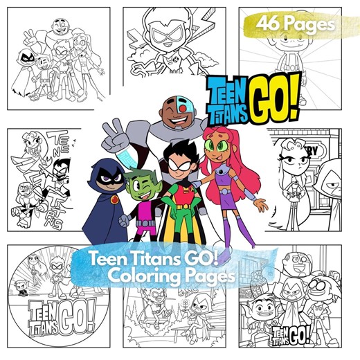 Teen Titans Go Coloring Bundle | Titans Cartoon Coloring Book | 46 Pages Printable PDF | Superhero Kids Activity Book | Instant Download - Etsy
