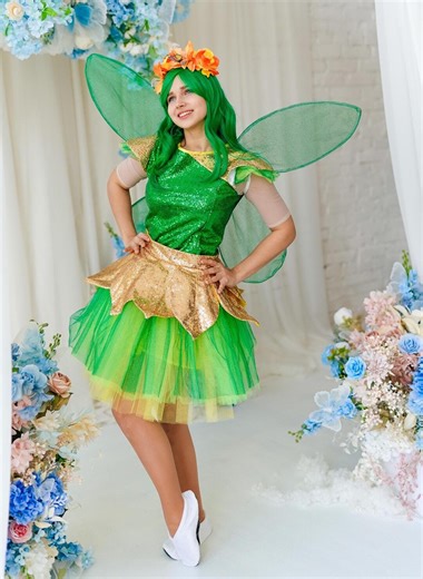Green Fairy Outfit for Adults With Wings, Cosplay Look for Performers and Festival Events - Etsy