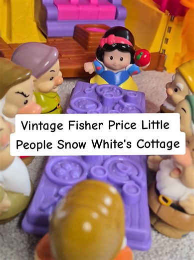 My toddler has been obsessed with this vintage Fisher Price Little People Snow White's playset! Which Vintage Fisher Price playsets have your toddlers loved playing with? #disneytoys #toddlertoys #fisherpricelittlepeople #vintagetoys #snowwhite