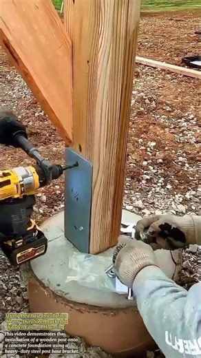 Strong Post Base Installation | Heavy-Duty Steel Bracket for Wooden Column Mounting