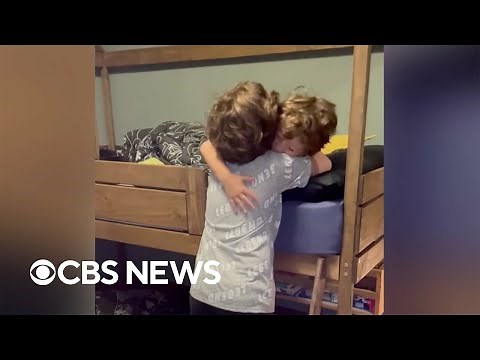 Boy surprises cousin while he is sleeping