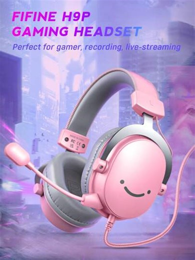 USB Gaming Headset, PC Over-Ear Wired Streaming Headset With 3.5mm Jack, Detachable Microphone, 7.1 Surround Sound, Control Box, Passive Noise Cancellation, Compatible With Switch-FIFINE H9 Pink | SHEIN