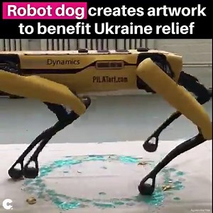 Good for the (he)art. This robot dog created artwork to help benefit Ukrainian refugees. Artist Agnieszka Pilat used a "Spot" robot to paint the piece that raised $40,000 at a San Francisco charity event. (via Agnieszka Pilat) | Cheddar Gadgets