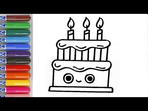 Cake drawing for Children Step by step | Coloring Painting | Toddlers drawing | Kids video