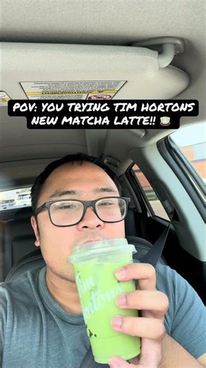 Trying Tim Hortons’ NEW Matcha Latte! 💚 #matcha #timhortons #viral
