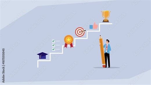 Career Path and Success Milestones: Steps from Education to Achievement cartoon animation